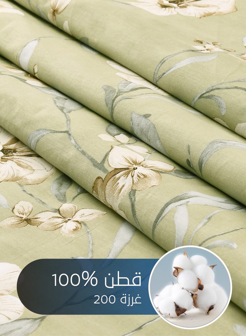 سيد المنسوجات المنزلية طقم لحاف قطني مزخرف بنقشة زهور، يناسب سرير200 × 200 سم، 8 قطع، قطن 100%، 200 غرزة مع حشوة ثابتة، سلسلة سيلينا - Image 3