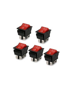 Switches Store, Mechanical & Electrical Toggle Rocker Push Limit Switches for DIY Projects .Pack of 5 (Rocker Switch 6P Red)