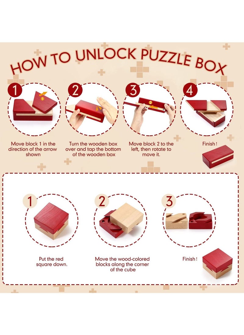 Wooden Puzzle Box Magic Box, Impossible Box Secret Money Box  Special Mechanism Box for Adults Teens (Red, 2 Pack)  - Image 3