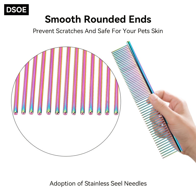 Stainless Steel Dematting Comb For Long Haired Pets Ergonomic Non Slip Handle Colorful - Image 5