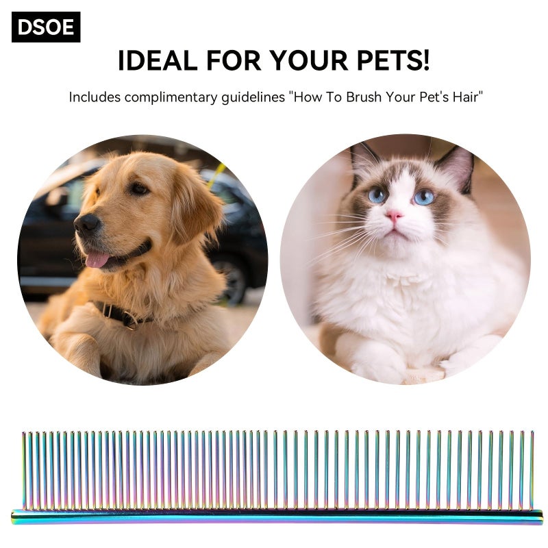 Stainless Steel Dematting Comb For Long Haired Pets Ergonomic Non Slip Handle Colorful - Image 4