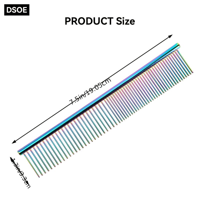 Stainless Steel Dematting Comb For Long Haired Pets Ergonomic Non Slip Handle Colorful - Image 3