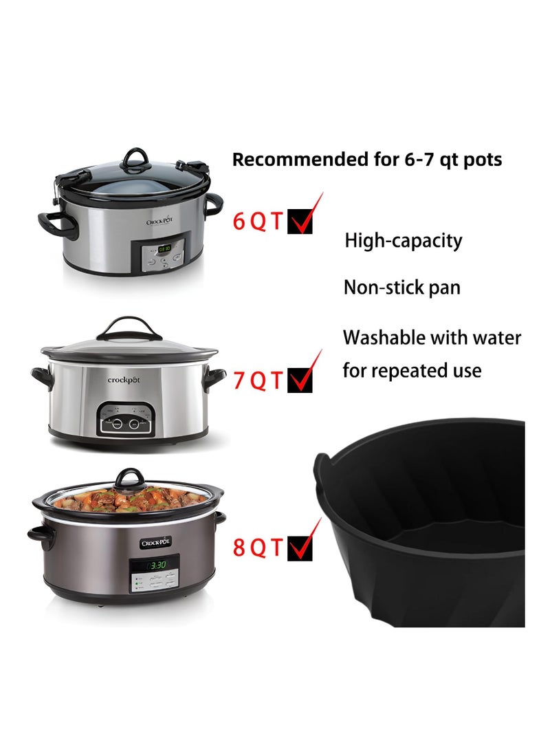 Generic - 2PCS Food Grade Silicone Slow Cooker Liners,  6-7 Qt Safer Reusable Crockpots Liner Oval Crock Pot Liners Reusable Oval Slow Cooker Silicone Liners for Slow Cookers Crock Pots (Black & Gray) - Image 1