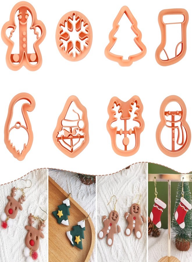 Keluna Christmas Polymer Clay Cutters - 8 Pcs Clay Cutters for Jewelry, Cute Snowman Clay Cutters for Polymer Clay Jewelry, Christmas Tree Clay Earrings Cutters Ginger Bread Socks Gnome Shape Cutters - Image 1