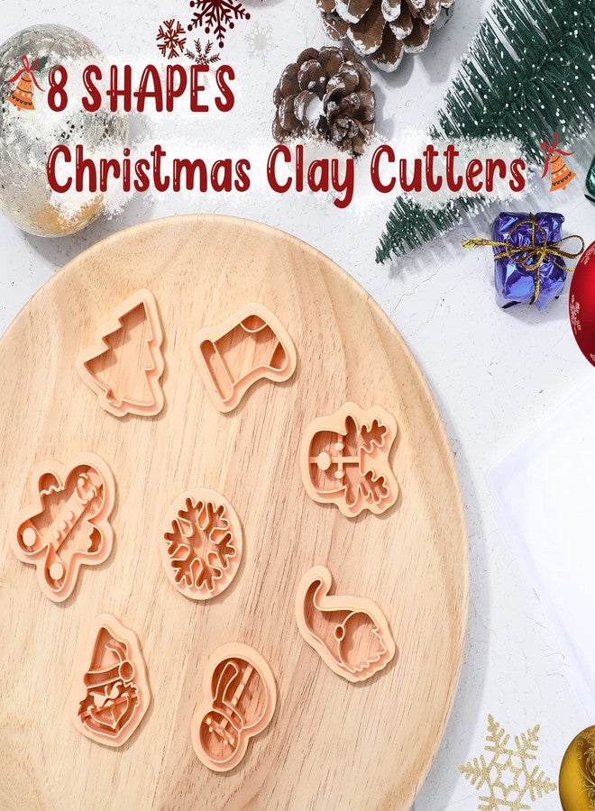 Keluna Christmas Polymer Clay Cutters - 8 Pcs Clay Cutters for Jewelry, Cute Snowman Clay Cutters for Polymer Clay Jewelry, Christmas Tree Clay Earrings Cutters Ginger Bread Socks Gnome Shape Cutters - Image 2