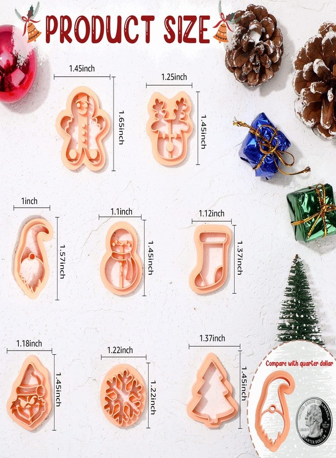 Keluna Christmas Polymer Clay Cutters - 8 Pcs Clay Cutters for Jewelry, Cute Snowman Clay Cutters for Polymer Clay Jewelry, Christmas Tree Clay Earrings Cutters Ginger Bread Socks Gnome Shape Cutters - Image 3