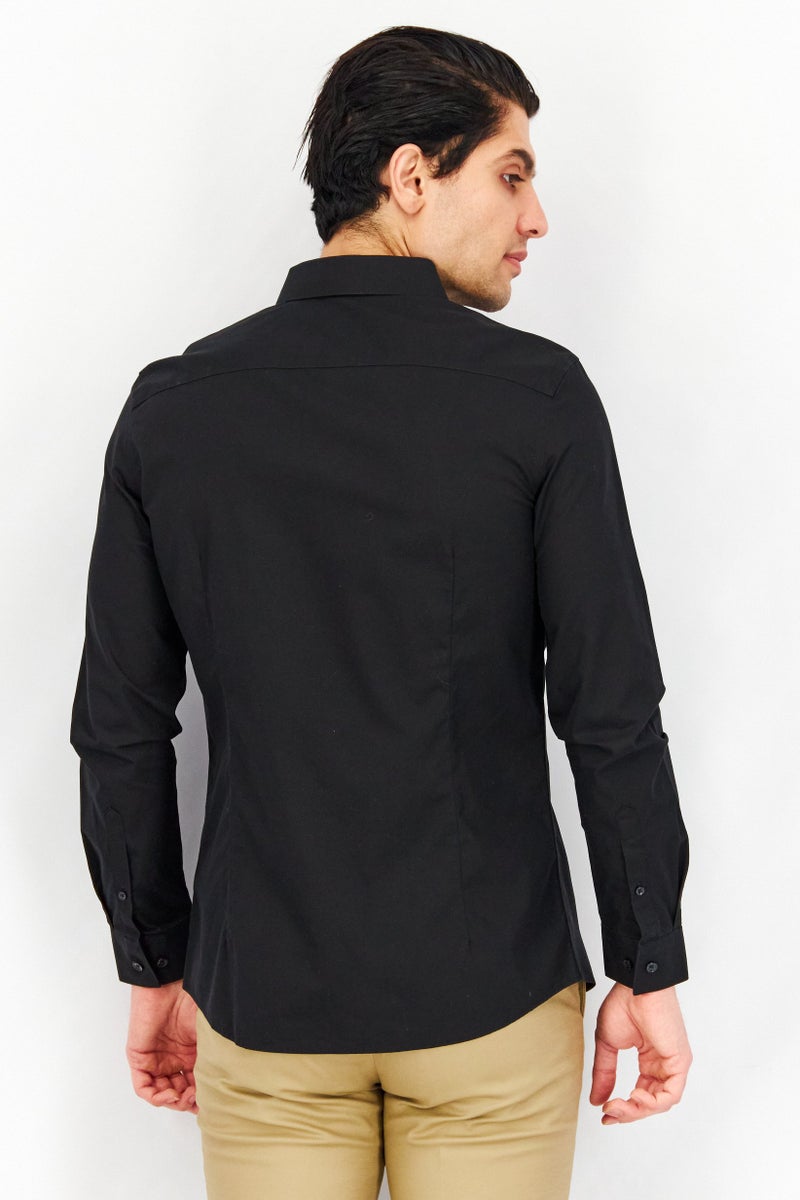 SELECTED Men Slim Fit Plain Long Sleeves Casual Shirt, Black - Image 4