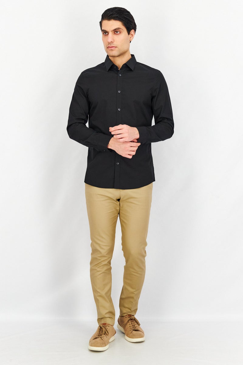 SELECTED Men Slim Fit Plain Long Sleeves Casual Shirt, Black - Image 2