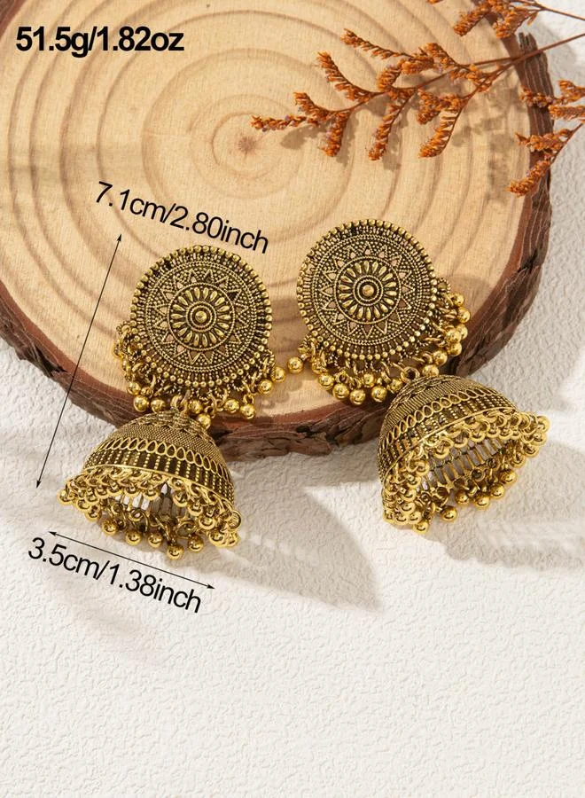 Take Two Take Two Gold Tone Texture Bell Shape Jhumka Earrings