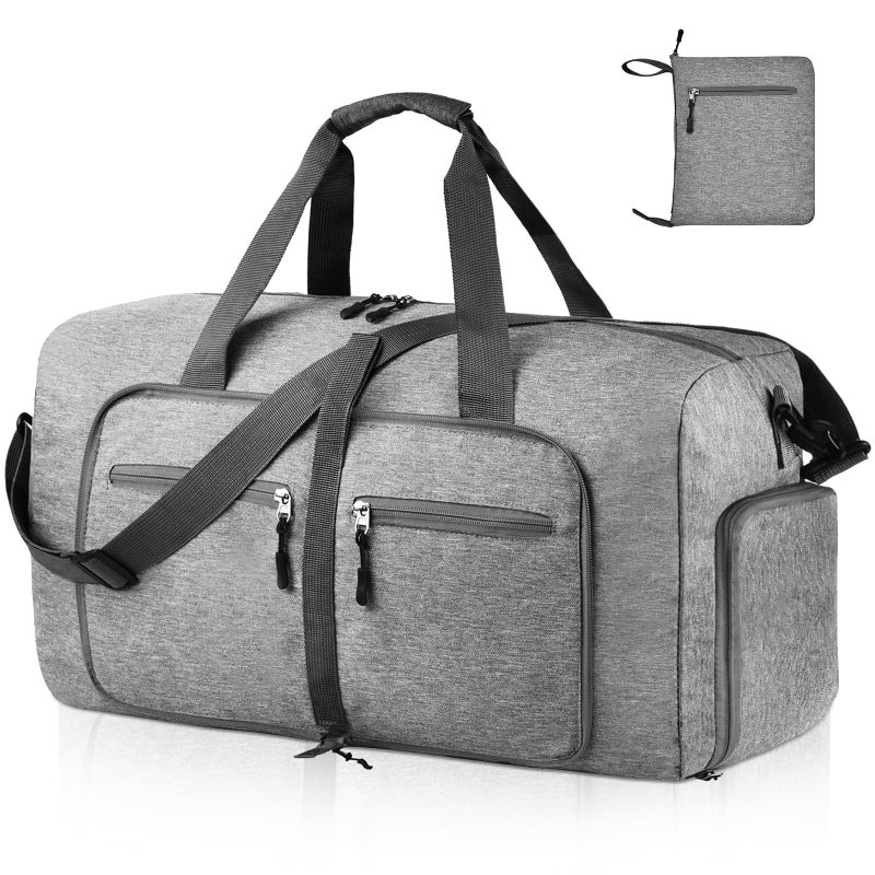 Dimayar 115L Travel Duffle Bag for Men Women Foldable Duffel Bag with Shoes Compartment Overnight Bags Waterproof Tear ResistantGray