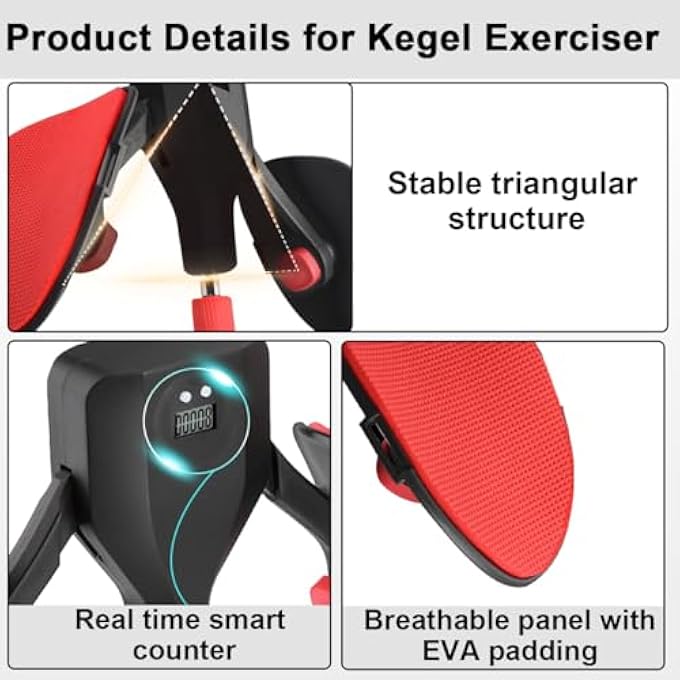 rayihni جهاز تدريب كيجل لتقوية قاع الحوض - مدرب الفخذين - مقاومة قابلة للتعديل - عد ذكي - مطاط إيوا ناعم - معدات لياقة بدنية للنساء والرجال - تمارين في المنزل - يوغا - Image 4