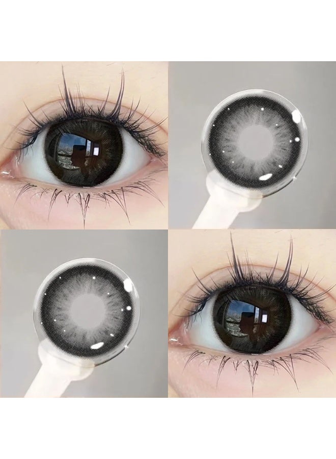 هابييمين عدسات لاصقة تجميلية سنوية للجنسين باللون الأسود الكهرماني، مجموعة تكبير مع علبة - Image 2