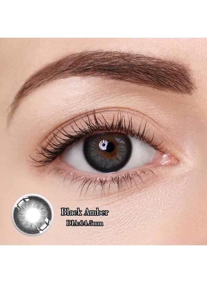 هابييمين عدسات لاصقة تجميلية سنوية للجنسين باللون الأسود الكهرماني، مجموعة تكبير مع علبة - Image 5
