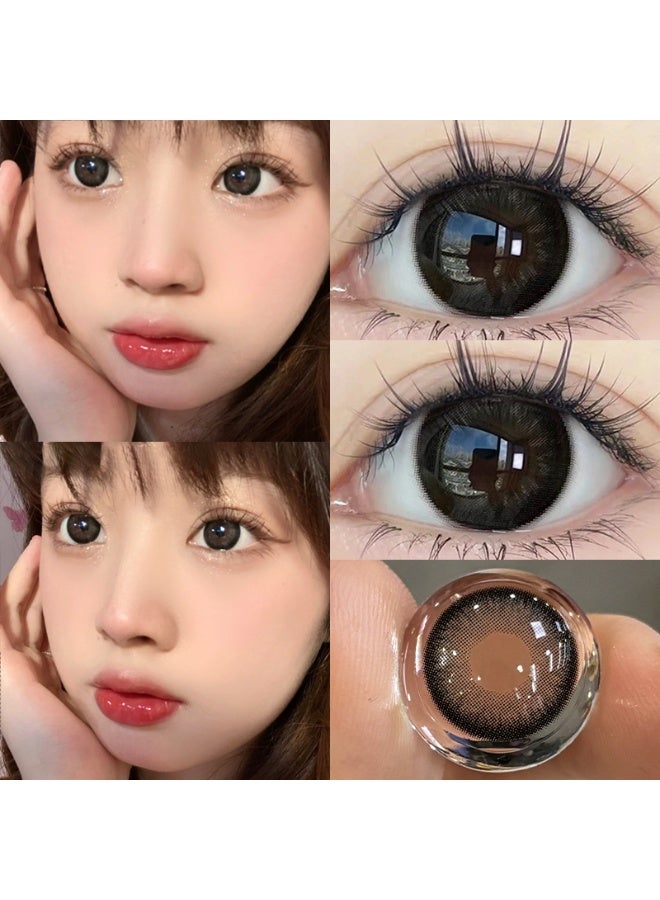 هابييمين عدسات لاصقة تجميلية سنوية للجنسين باللون الأسود الكهرماني، مجموعة تكبير مع علبة - Image 3
