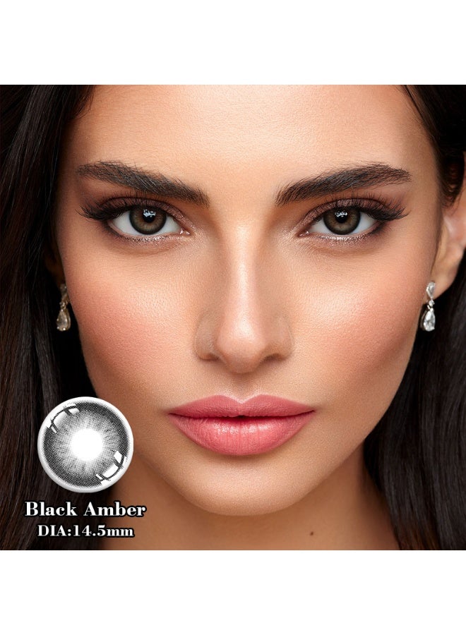 هابييمين عدسات لاصقة تجميلية سنوية للجنسين باللون الأسود الكهرماني، مجموعة تكبير مع علبة - Image 4