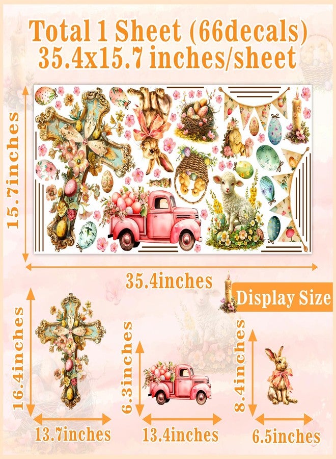 Kazova Easter Window Clings Decoration Christian Cross Window Stickers Happy Easter Egg Wall Stickers Vintage Chicken Eggs Bunny Rabbit Wall Decals Spring Holiday Party Supplies Deror - Image 5