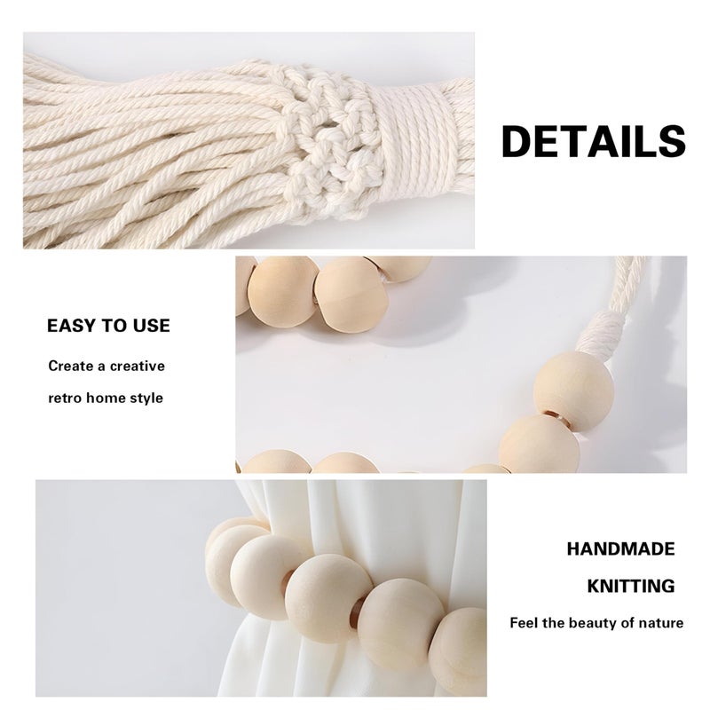 Curtain Ties - Elegant Bohemian-Style Cotton Rope Handmade Drapery Accessories for Home Decor, Set of Two - Image 3