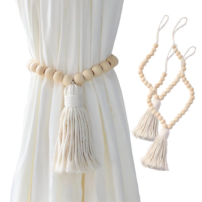 Curtain Ties - Elegant Bohemian-Style Cotton Rope Handmade Drapery Accessories for Home Decor, Set of Two - Image 1