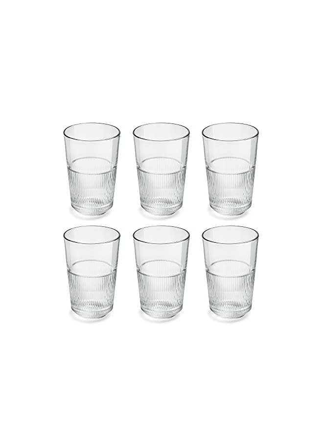 Orchid طقم كؤوس لييردام رايو هاي بول 360 مل، 6 قطع كؤوس شرب، كؤوس كوكتيل، زجاجات مياه رومانسية، كؤوس مياه مزخرفة للعصير، الويسكي، المشروبات الغازية، طقم كؤوس هاي بول - Image 2