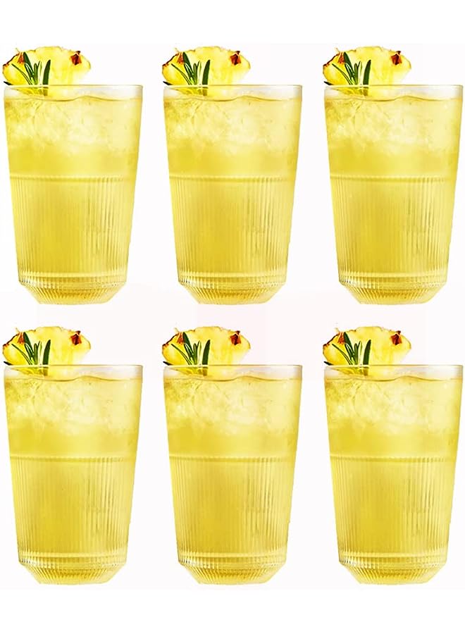 Orchid طقم كؤوس لييردام رايو هاي بول 360 مل، 6 قطع كؤوس شرب، كؤوس كوكتيل، زجاجات مياه رومانسية، كؤوس مياه مزخرفة للعصير، الويسكي، المشروبات الغازية، طقم كؤوس هاي بول - Image 1
