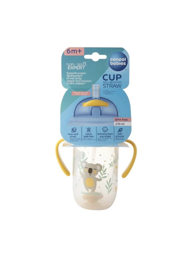 Canpol Babies Non-Spill Expert Sports Cup with Weighted Straw 270ml 6m+ – Yellow - Image 1