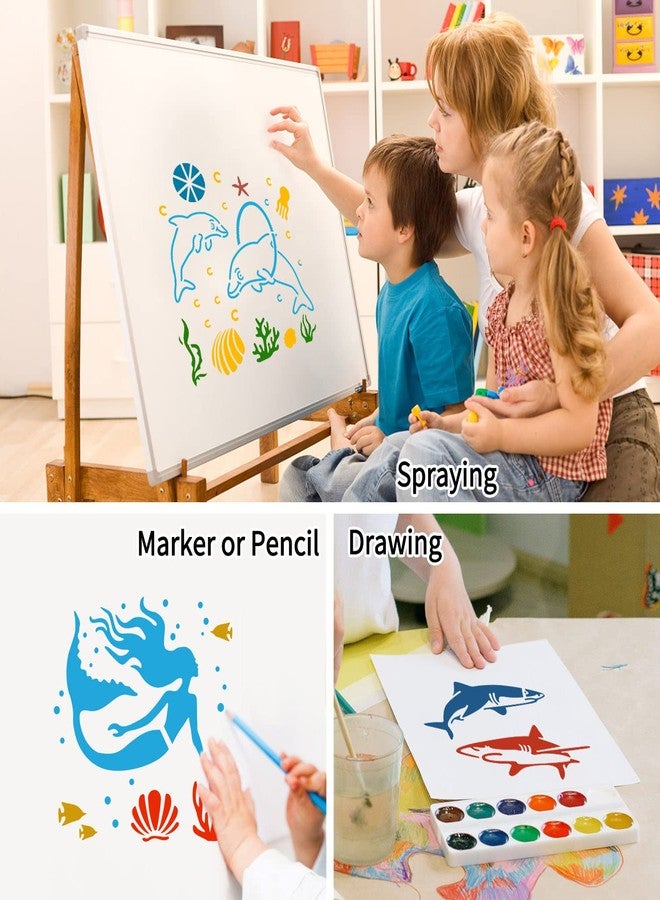 eageus 6 Inch Sea Life Stencils Reusable Ocean Stencils for Painting on Wood, 25 Pieces Sea Creatures Stencil DIY Craft Template for Painting on Furniture, Canvas, Wall, Home Decor(Ocean) - Image 3