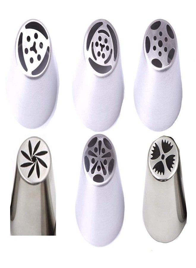 BAKING SET طقم تزيين الكيك من الفولاذ المقاوم للصدأ، 6 فوهات، فضي اللون - Image 1
