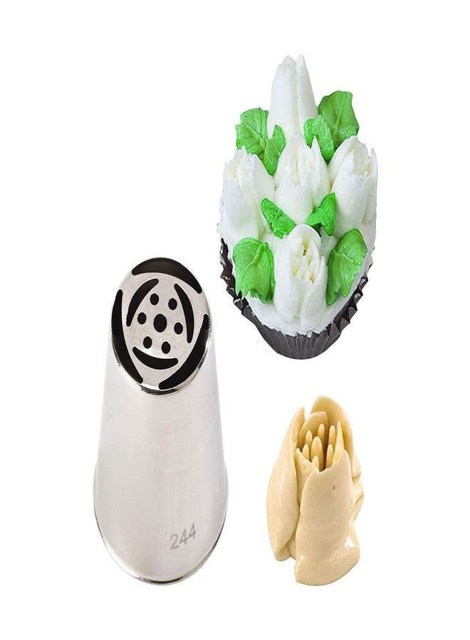 BAKING SET طقم تزيين الكيك من الفولاذ المقاوم للصدأ، 6 فوهات، فضي اللون - Image 3
