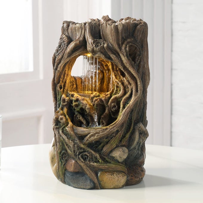 INDOOR FOUNTAIN BEAUTIFUL STUMP WATER FOUNTAIN RELAXATION RAINDROP FOUNTAINS MEDITATION DESK FOUNTAIN ARTISTIC WATERFALL FOUNTAINS HOMEOFFICE DECOR22013