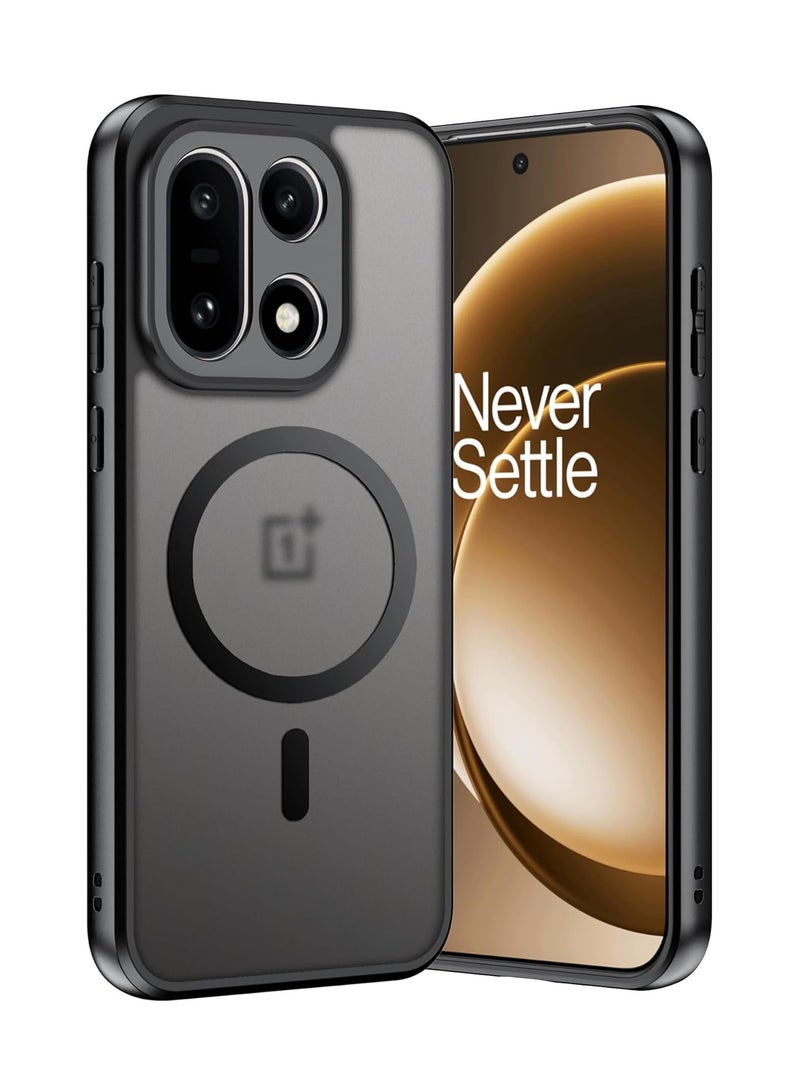 Adando For Oneplus 15 Case, Magnetic Wireless Charging Matte Smooth Shockproof Hard Back Cover (Black) - Image 1