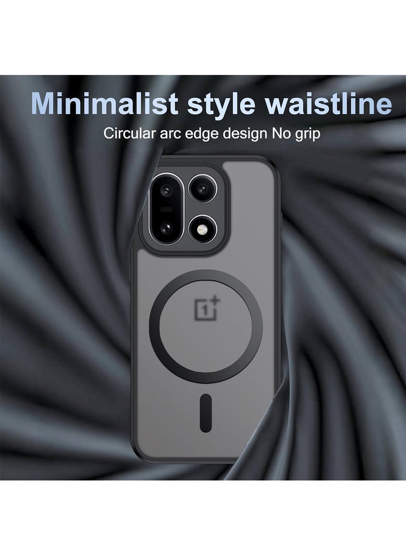 Adando For Oneplus 15 Case, Magnetic Wireless Charging Matte Smooth Shockproof Hard Back Cover (Black) - Image 2
