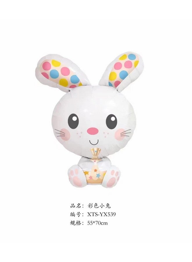 CYMYLAR pink 5pcs easter balloons for easter party decorations,cute bunny balloons pink round balloon.  - Image 3