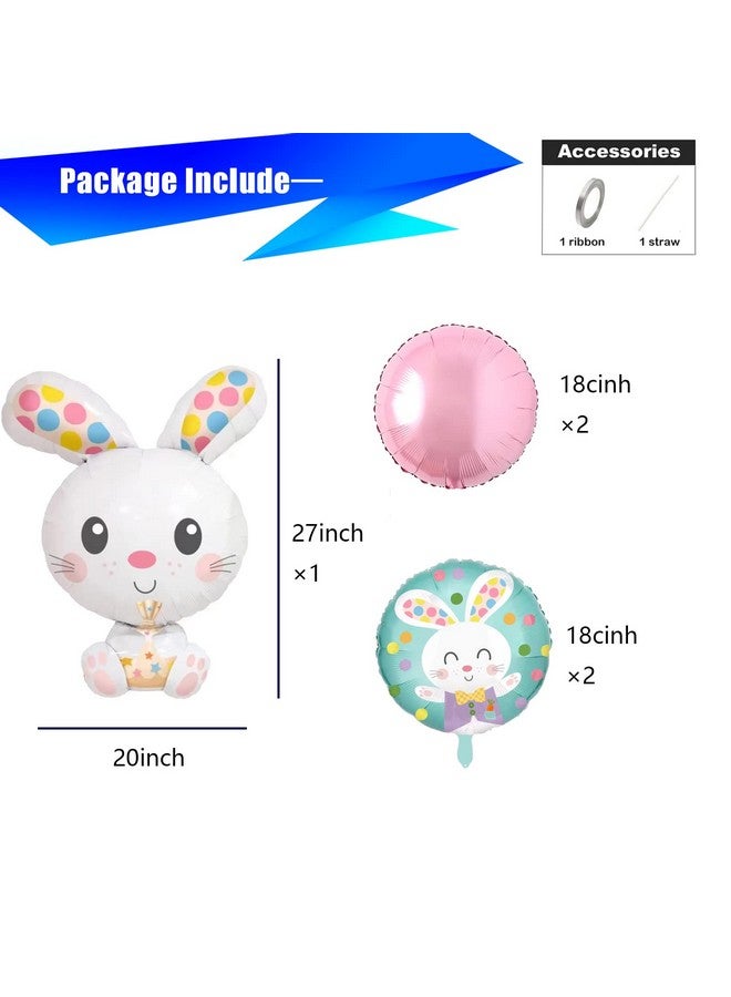 CYMYLAR pink 5pcs easter balloons for easter party decorations,cute bunny balloons pink round balloon.  - Image 2