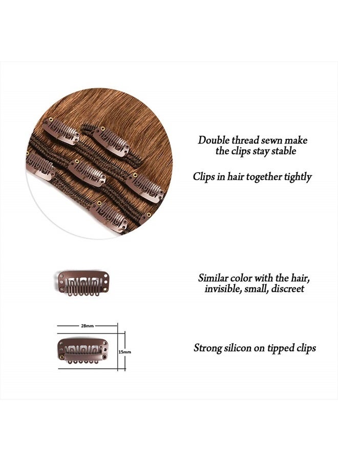 Winsky 20" Clip in Hair Extensions Remy Human Hair for Women - Silky Straight Long Human Hair Clip on Extensions 75grams 4pieces Light Brown #6 Color - Image 4