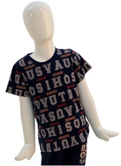 JOANNA JOANNA Boy's Cute & Colorful Print Short Sleeve Shirt & Long Pants Pajama Set, Black/Grey  - Image 2
