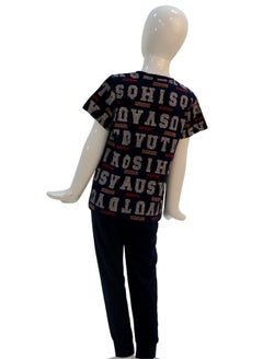 JOANNA JOANNA Boy's Cute & Colorful Print Short Sleeve Shirt & Long Pants Pajama Set, Black/Grey  - Image 5