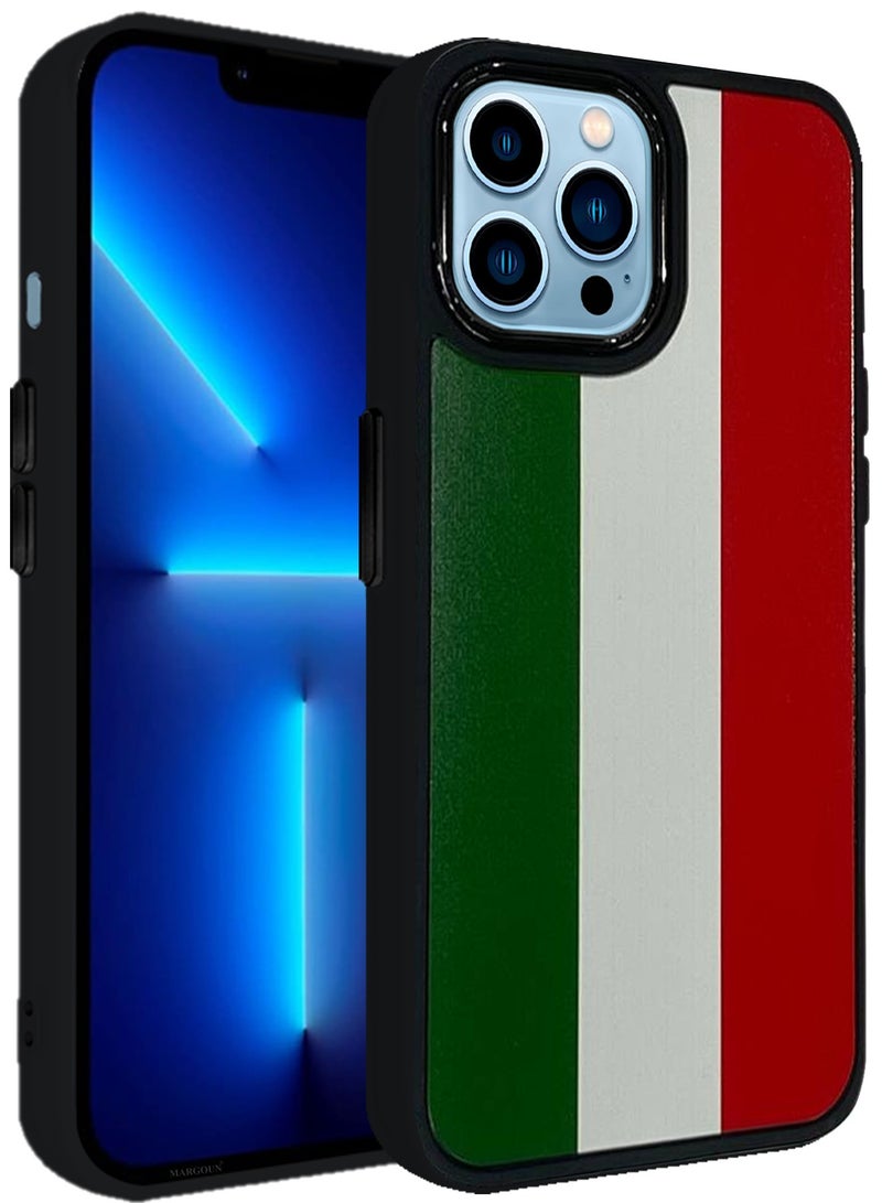For iPhone 13 Pro Max Case Hard PC Protective Cover – Slim Shockproof Back Cover with Raised edges Camera Protection - Italy Flag Black - Image 1