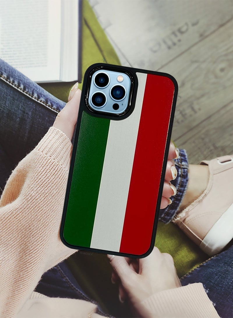 For iPhone 13 Pro Max Case Hard PC Protective Cover – Slim Shockproof Back Cover with Raised edges Camera Protection - Italy Flag Black - Image 3