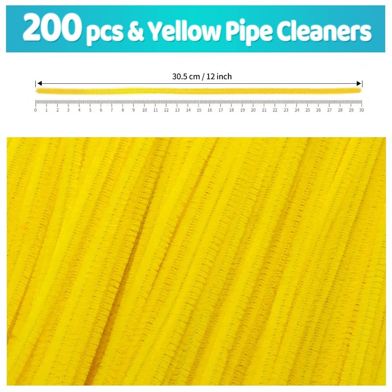 Iooleem 200pcs Yellow Pipe Cleaners, Chenille Stems, Pipe Cleaners for Crafts, Pipe Cleaner Crafts, Art and Craft Supplies. - Image 2
