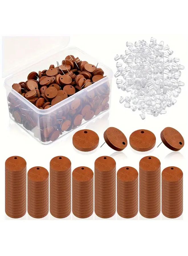 100pcs Solid Wood Heart Shape Stud Earrings DIY Jewelry Accessories Holder - Image 1