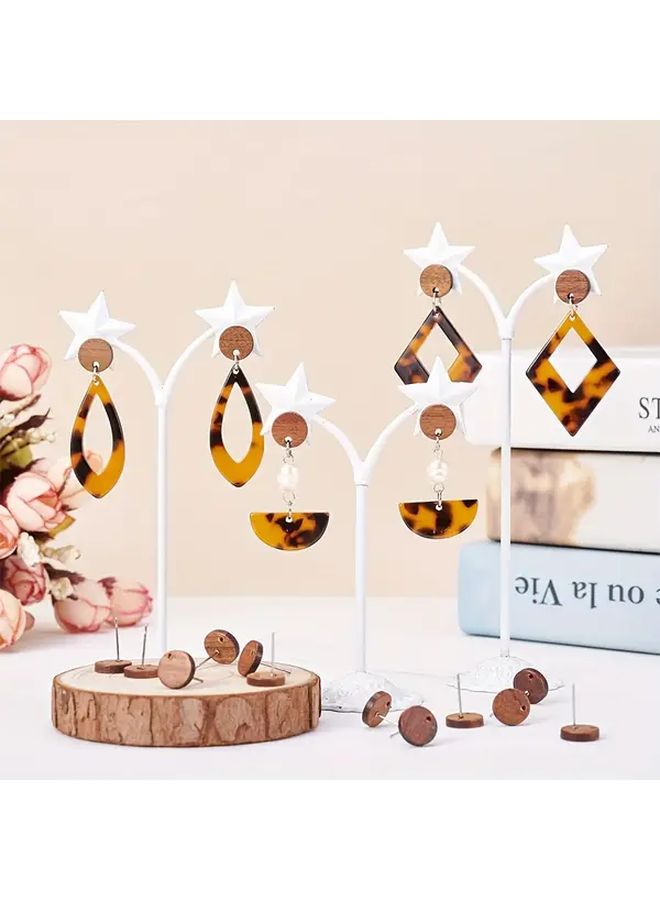 100pcs Solid Wood Heart Shape Stud Earrings DIY Jewelry Accessories Holder - Image 2