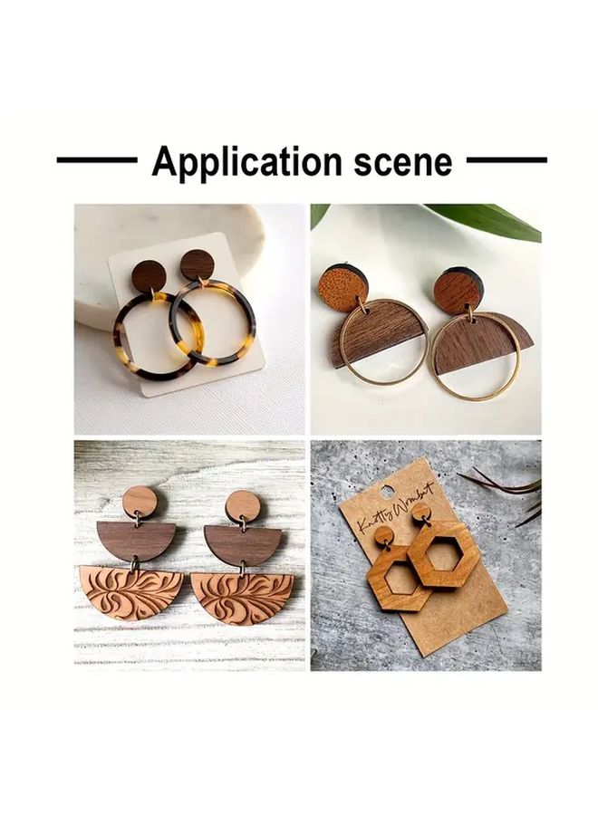 100pcs Solid Wood Heart Shape Stud Earrings DIY Jewelry Accessories Holder - Image 5