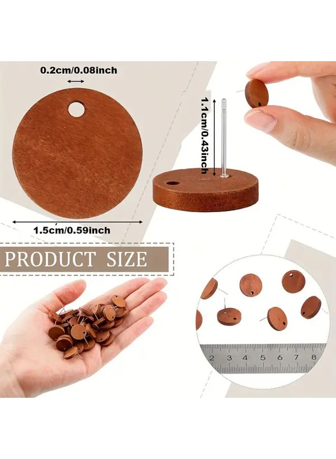 100pcs Solid Wood Heart Shape Stud Earrings DIY Jewelry Accessories Holder - Image 4