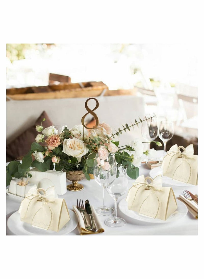 SYOSI 20Pcs Wedding Candy Boxes Beige Wedding Favor Boxes Chocolate Treat Gift Boxes with Wooden Beads and Ribbon for Wedding Bridal Shower Baptism Baby Shower Birthday Party Decoration Supplies - Image 4