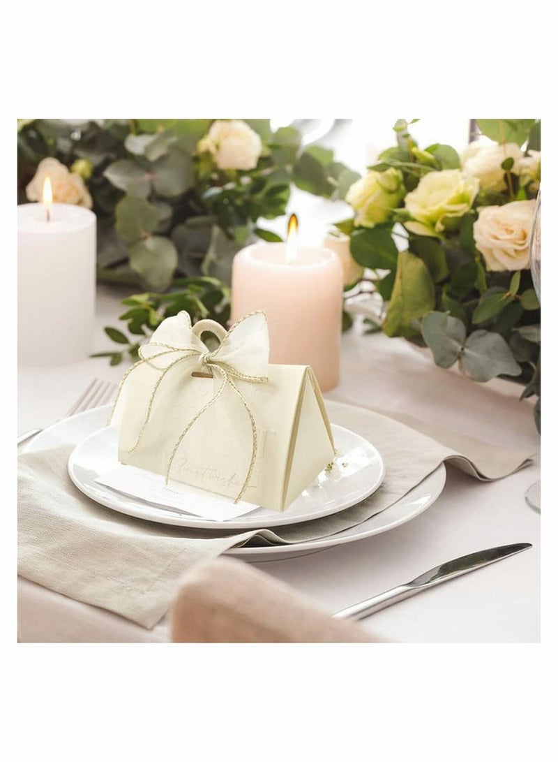 SYOSI 20Pcs Wedding Candy Boxes Beige Wedding Favor Boxes Chocolate Treat Gift Boxes with Wooden Beads and Ribbon for Wedding Bridal Shower Baptism Baby Shower Birthday Party Decoration Supplies - Image 3