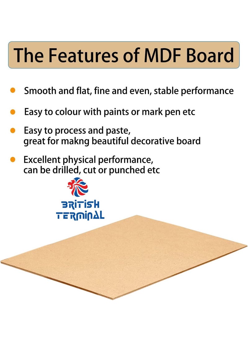 British Terminal British Terminal 2mm MDF Boards for Art Crafts Wood MDF Sheets for Craft Work Painting Resin Art Fluid Art Decoupage Mandala Art PyrographyLippandiy Cutouts l Material for Artistsstudents 6 X 20 INCH 5 PCS  - Image 2