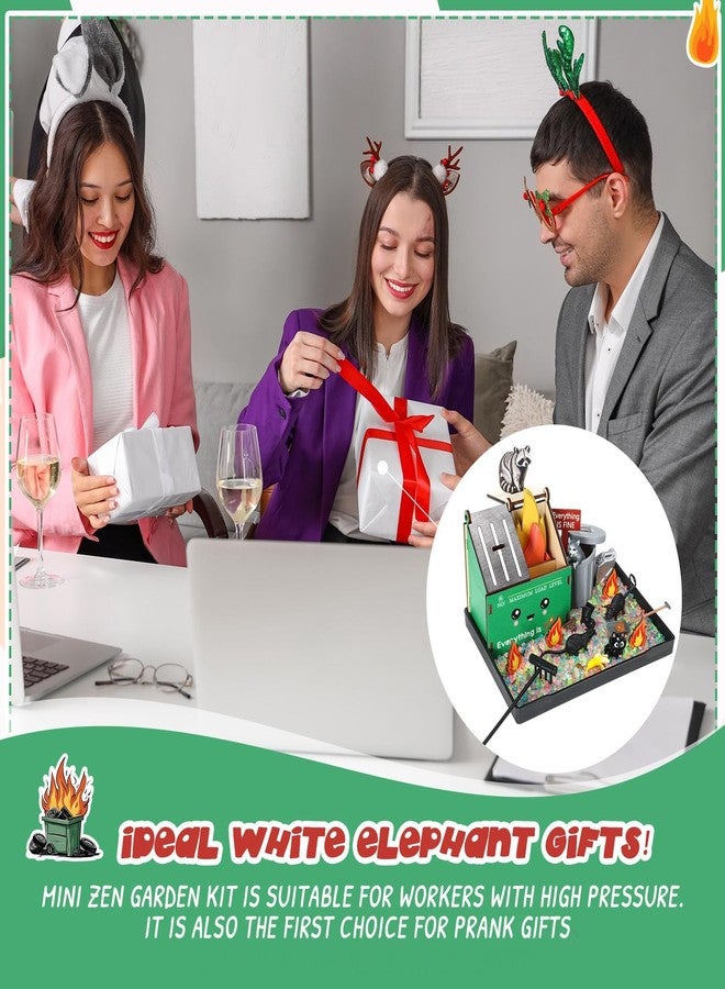 حديقة زن مرحة على شكل لهب حاوية قمامة للمكتب، مجموعة أدوات علاجية رملية مع تماثيل يمكنك صنعها بنفسك، إكسسوارات مكتبية صغيرة لحديقة زن على شكل لهب حاوية قمامة، هدايا تقدير للموظفين لتخفيف ضغوط العمل المكتبي - Image 5