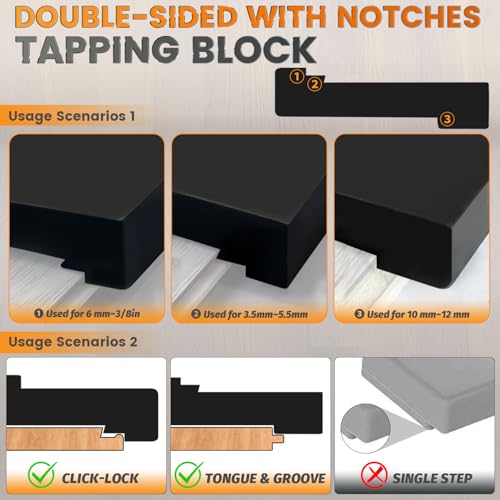 NAACOO Tapping Block for Vinyl Plank Flooring, NAACOO 3 Edges - Meet Different Floor Thickness. Double Sided with Notches - Use for Tongue&Groove or Click-Lock Floor, Universal Laminate/Vinyl Flooring Tools. - Image 2