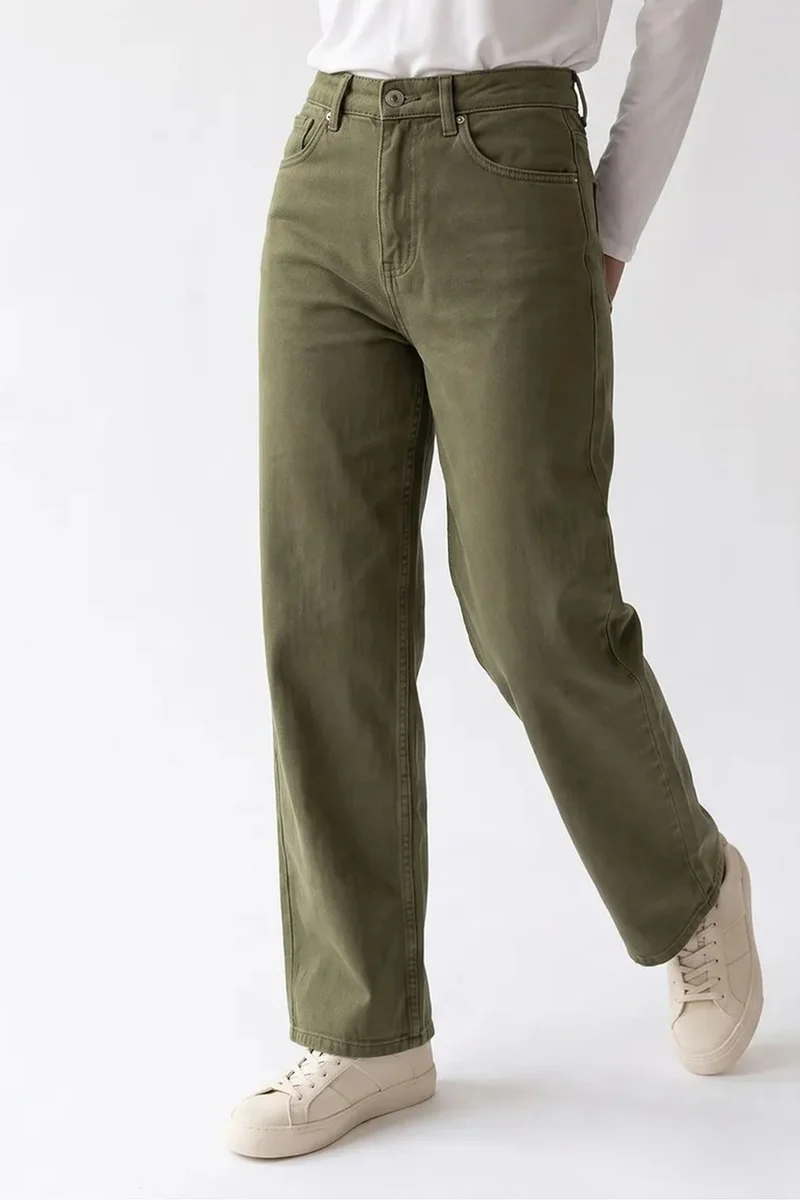 Mixray Khaki Green MIXRAY Women's Straight-Leg Pants for Women | Best Price UAE