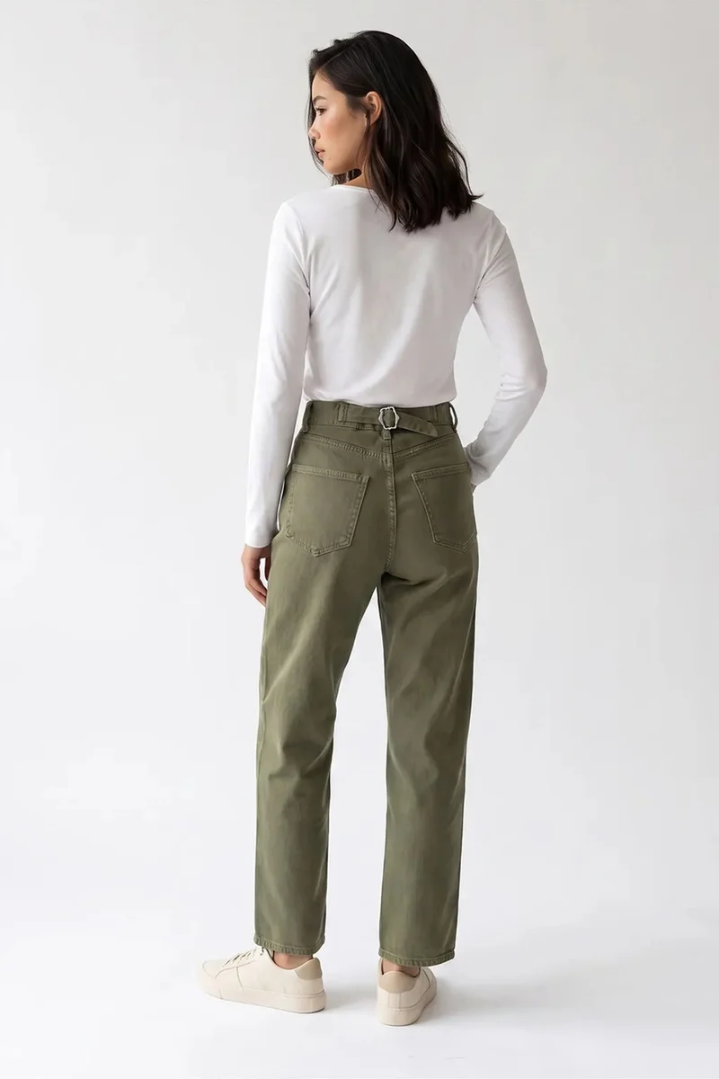 Mixray Khaki Green MIXRAY Women's Straight-Leg Pants for Women | Best Price UAE